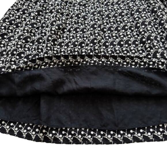 Loft Dress Black White Eyelet Embroidered Smocked Yoke Ruffle Sleeve Size LP NEW - Picture 10 of 14